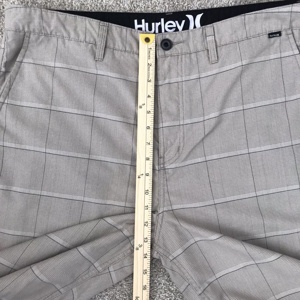 Hurley Golf Chino Plaid Shorts Men's Size 38 Khaki Checkered Flat Front Pockets - Picture 12 of 16